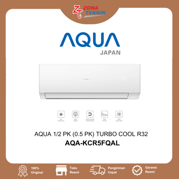 HARGA AC BARU AQUA 1/2 PK AQA-KCR5FQAL TURBO COOL R32