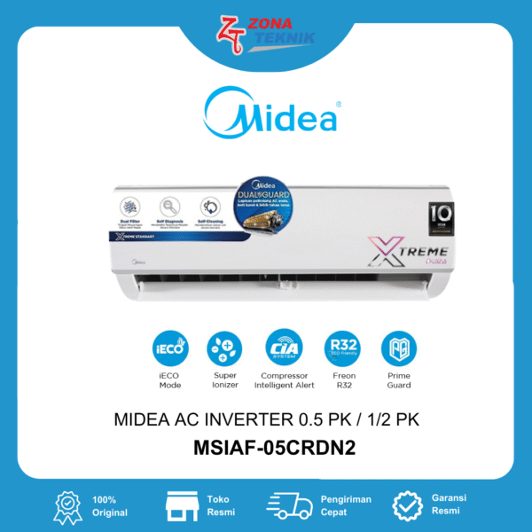 HARGA AC BARU Midea AC Inverter 0.5 PK MSIAF-05CRDN2X
