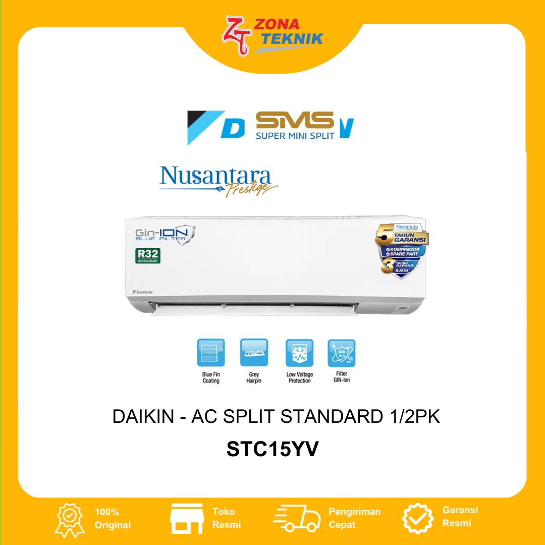 Daikin AC Split Standard 1/2 PK STC15YV 5000 BTU R32 Hemat Listrik Gratis Pemasangan